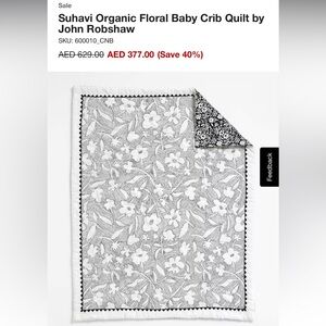 Crate & Kids John Robshaw Black and White Floral crib Quilt